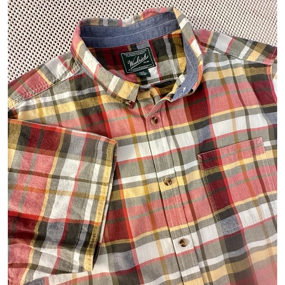 Woolrich Shirt Men Sz XXL Timberline Madras Plaid Button Down Organic Cotton 2X - Picture 1 of 7